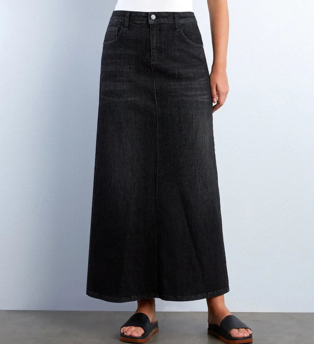 【BAON】Seku Washing Denim Long Skirt BAON】Seku Washing Denim Long Skirt Dark Wash Long Denim