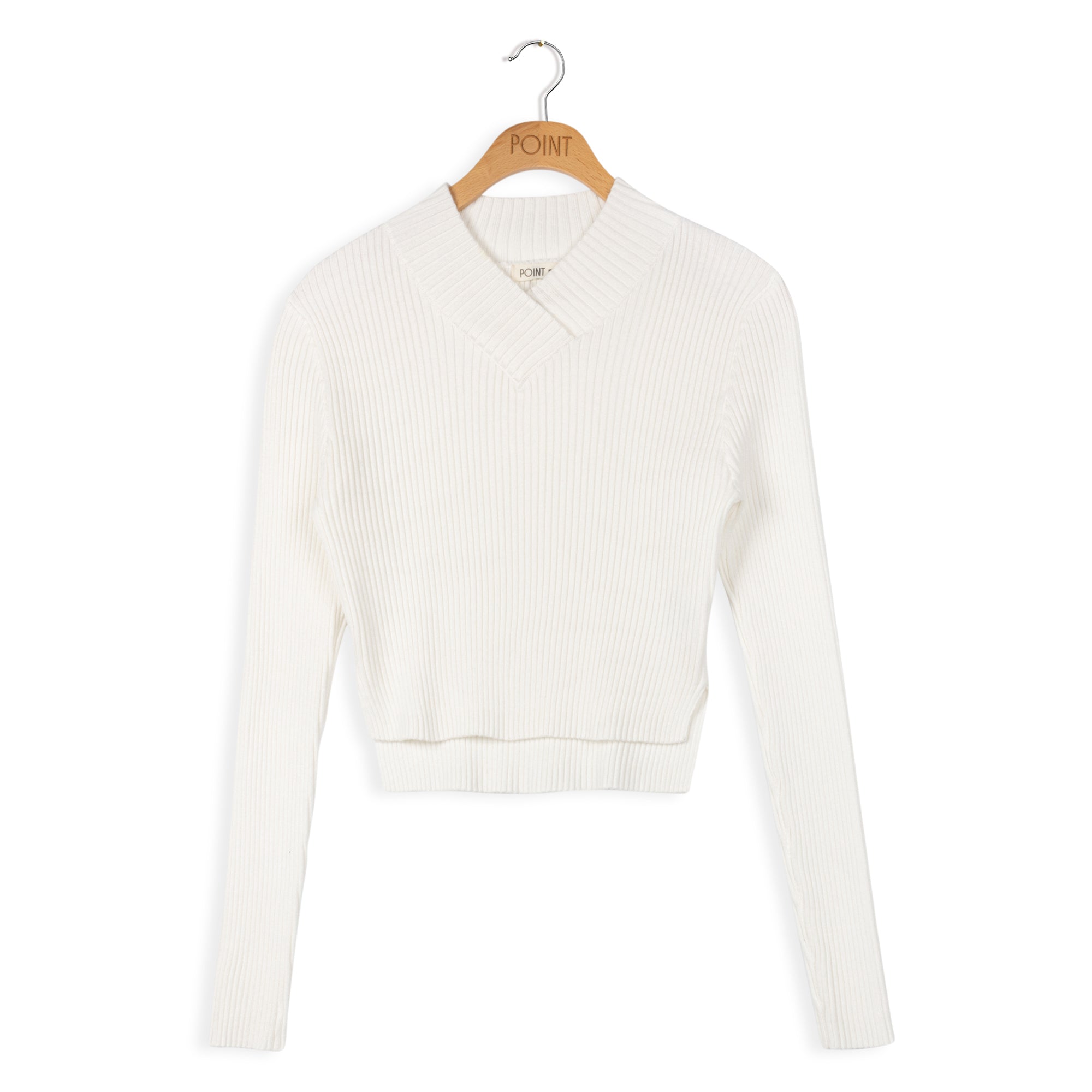 Point V Neck Cropped Sweater