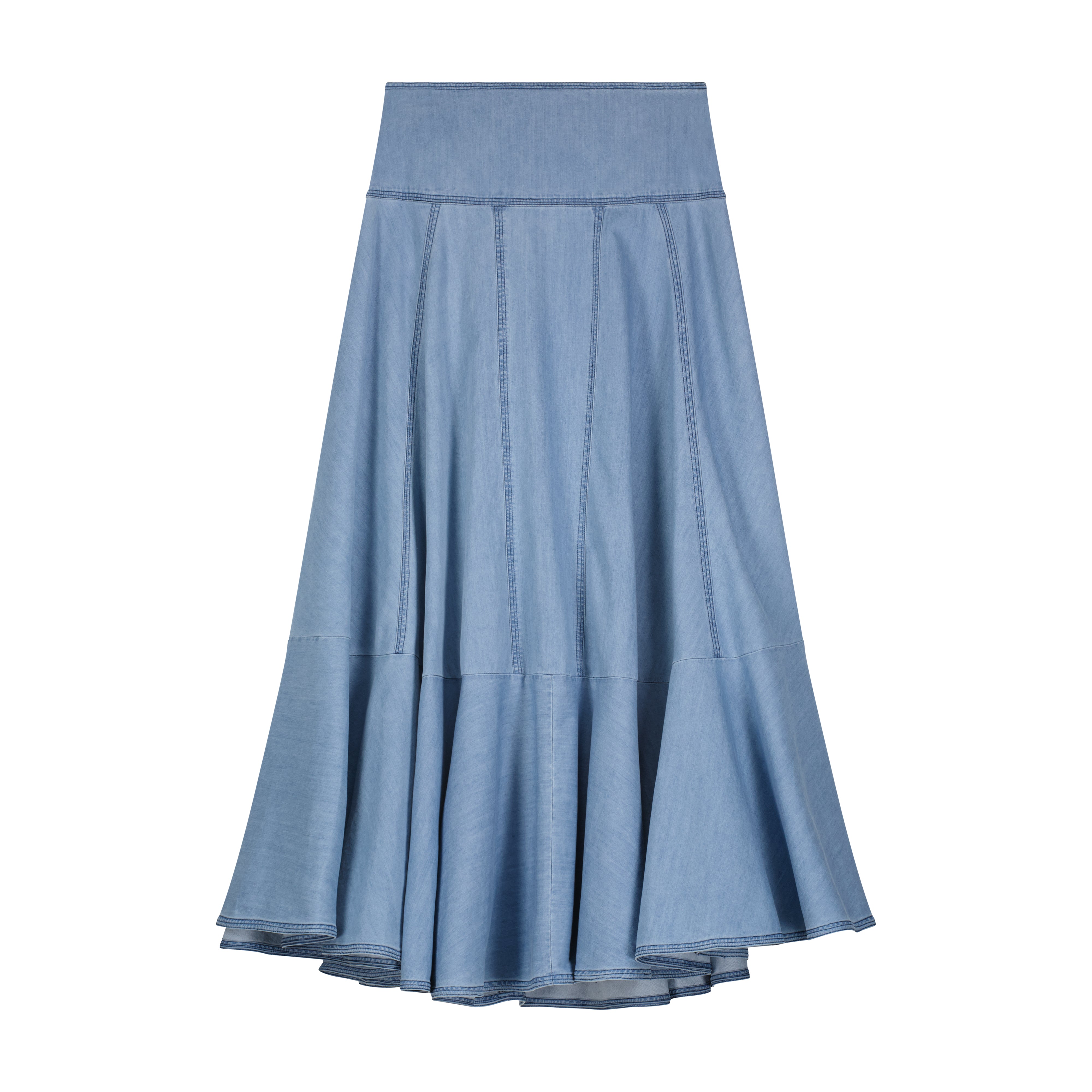 Bliss Yoke Aline Denim Skirt Light Blue