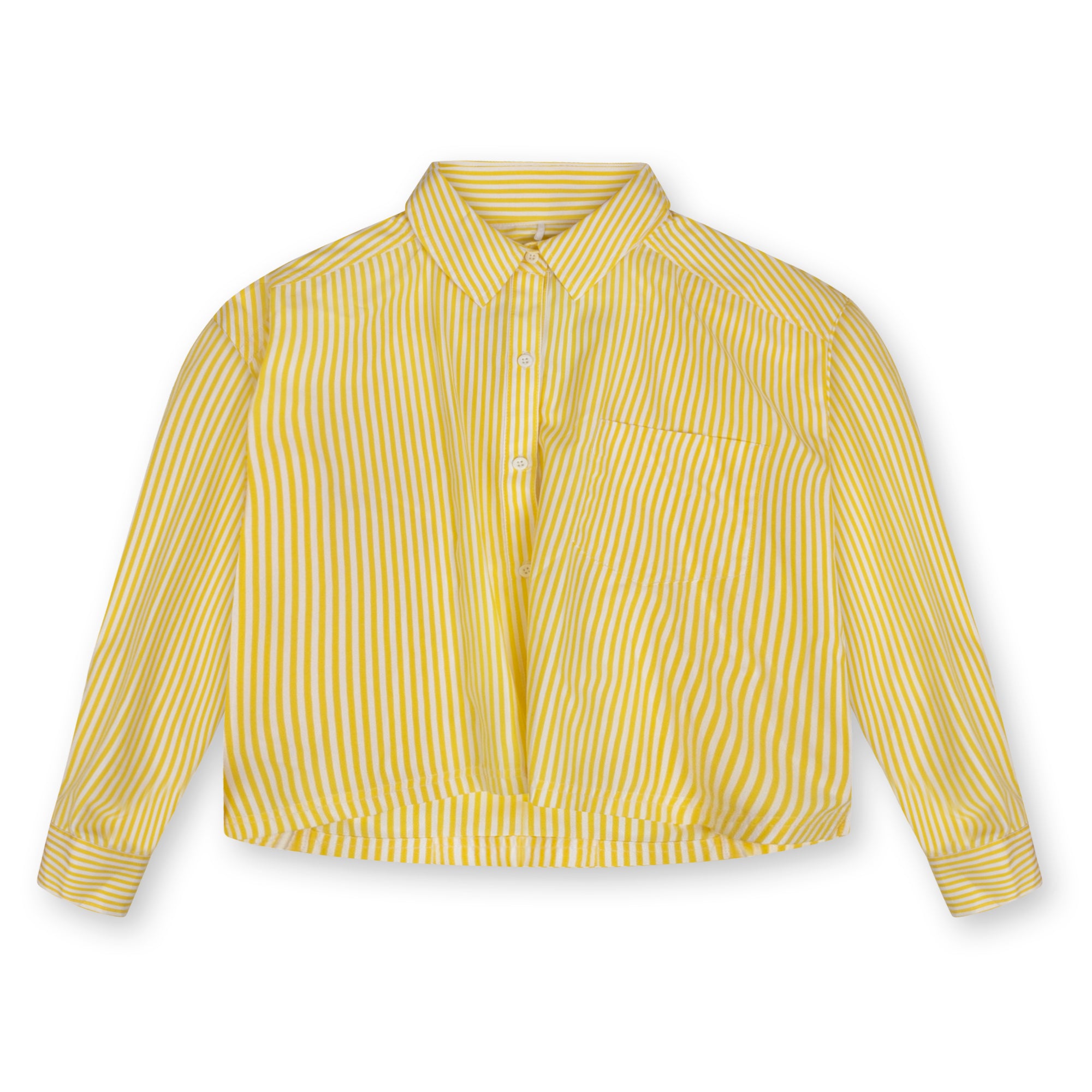 Point Cropped Stripe Button Up