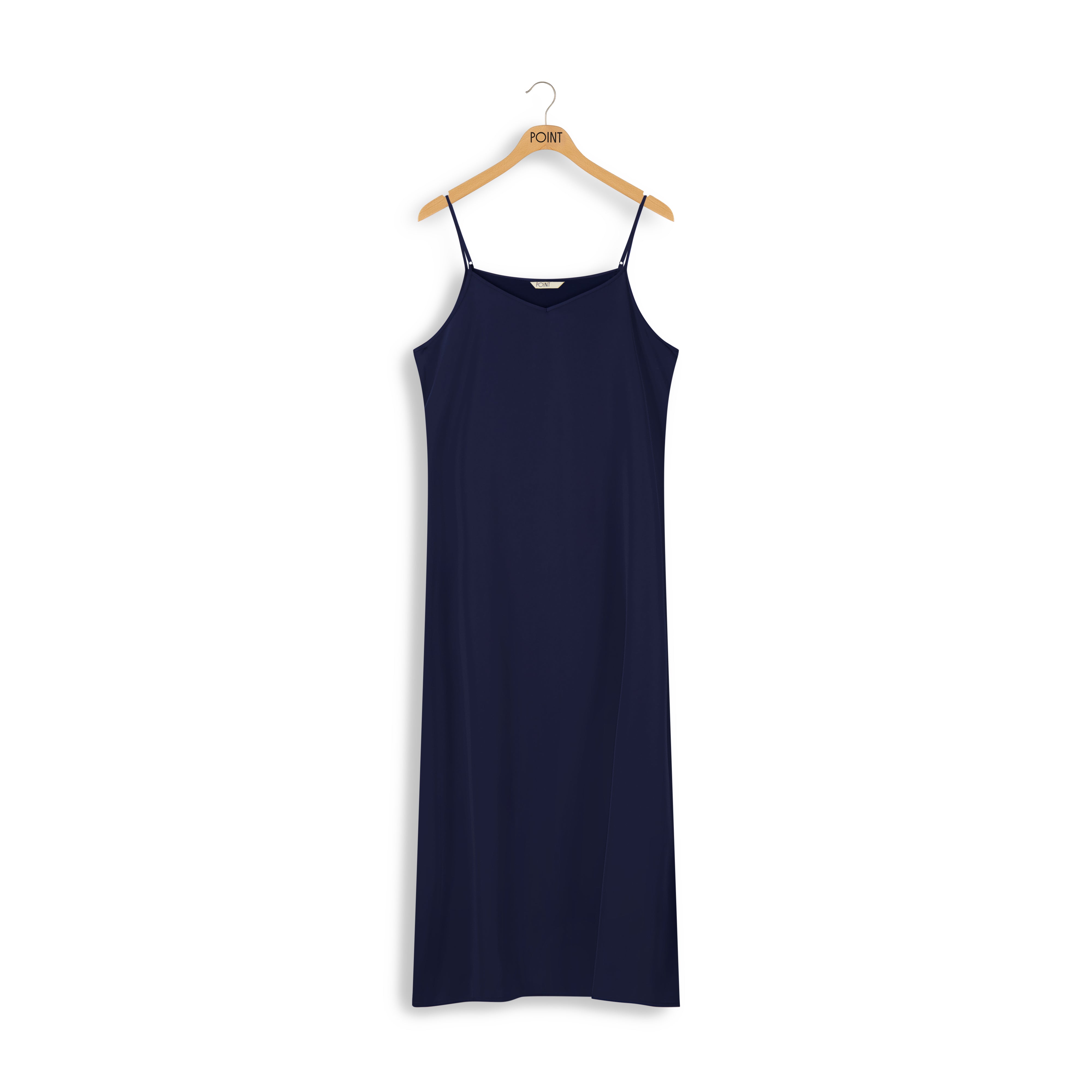 Point Solid Aline Satin Slip Dress