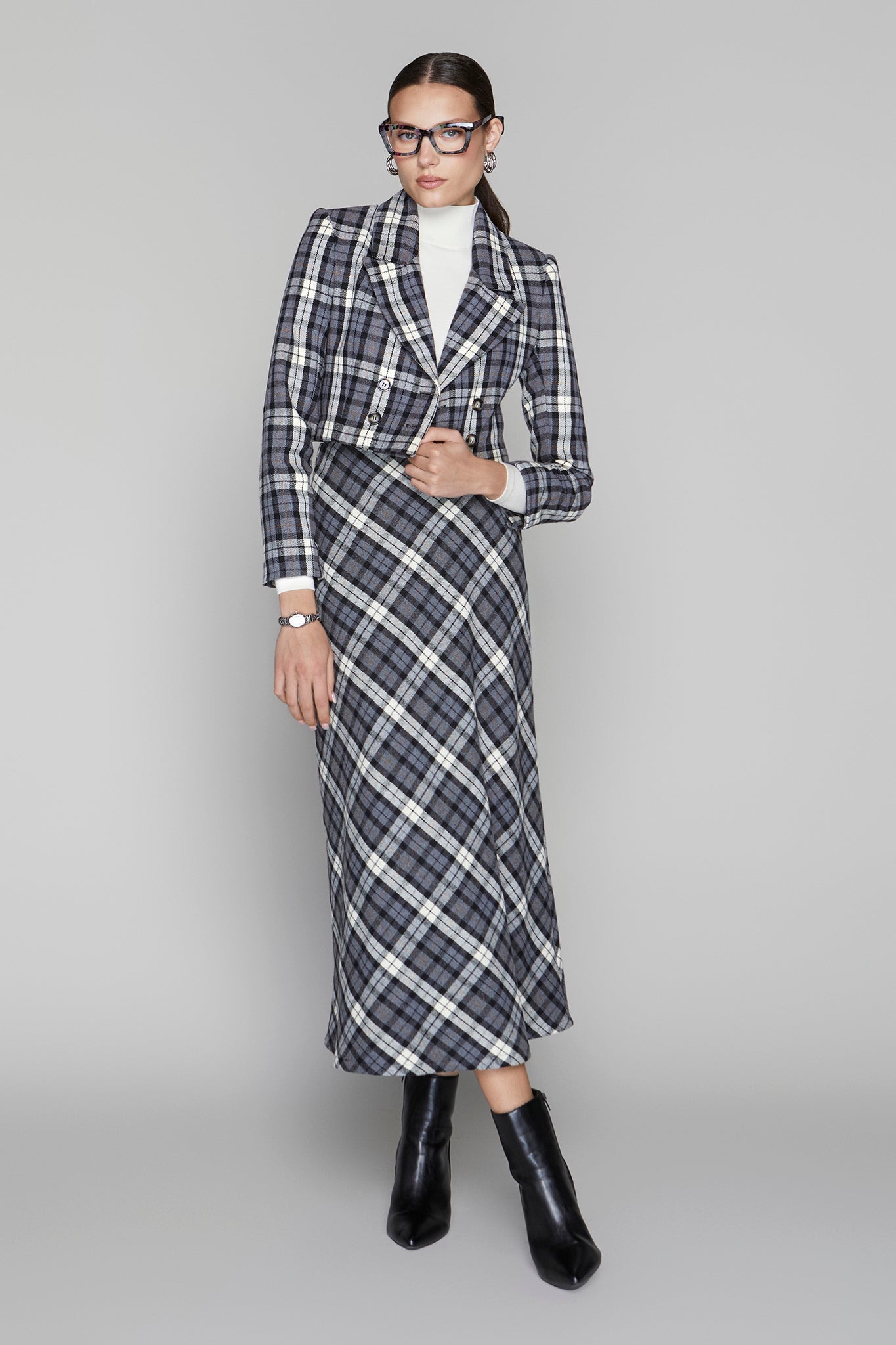 Apparalel Briar Maxi Skirt Black/Graphite Plaid – Sheek