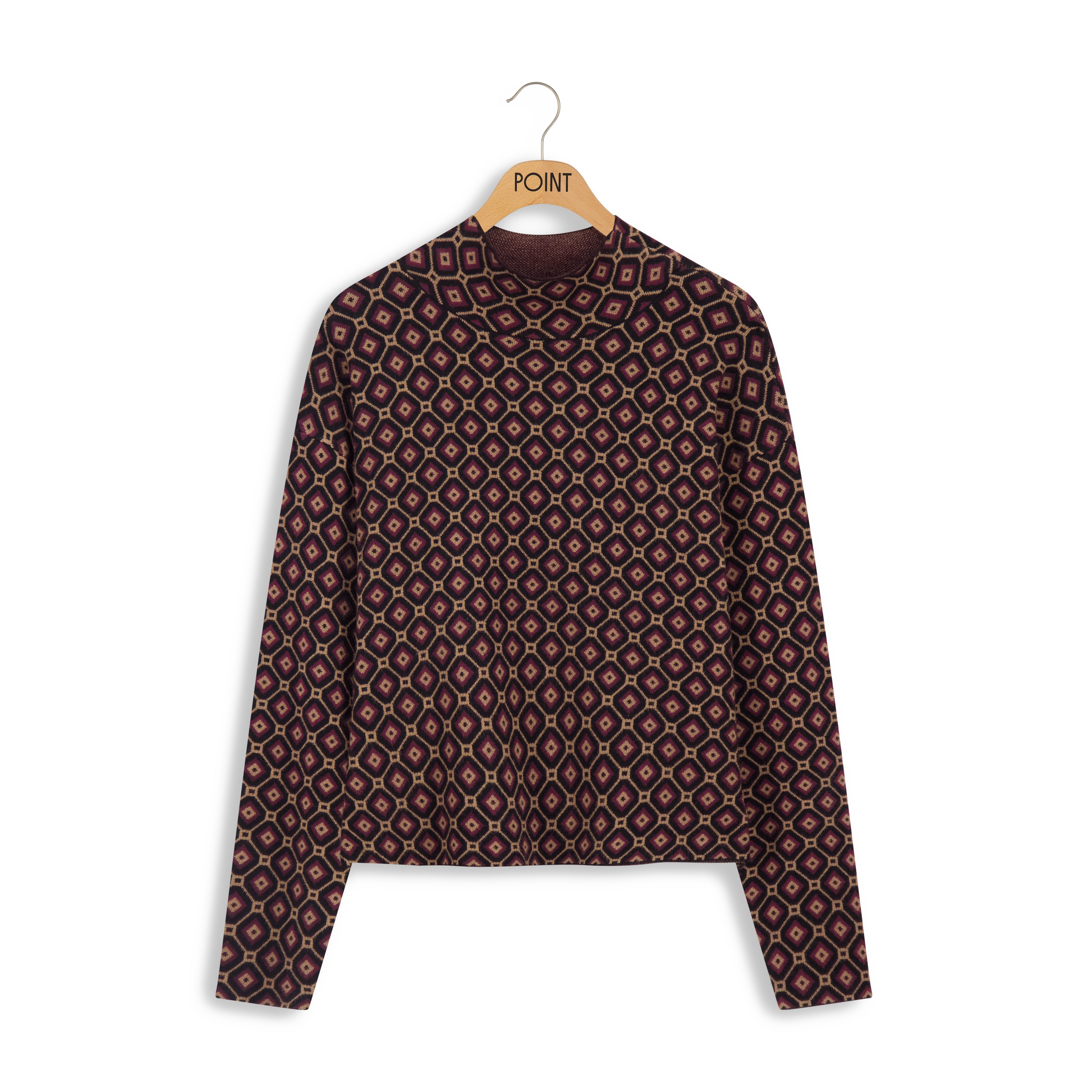 Point Jacquard Mock Neck Sweater