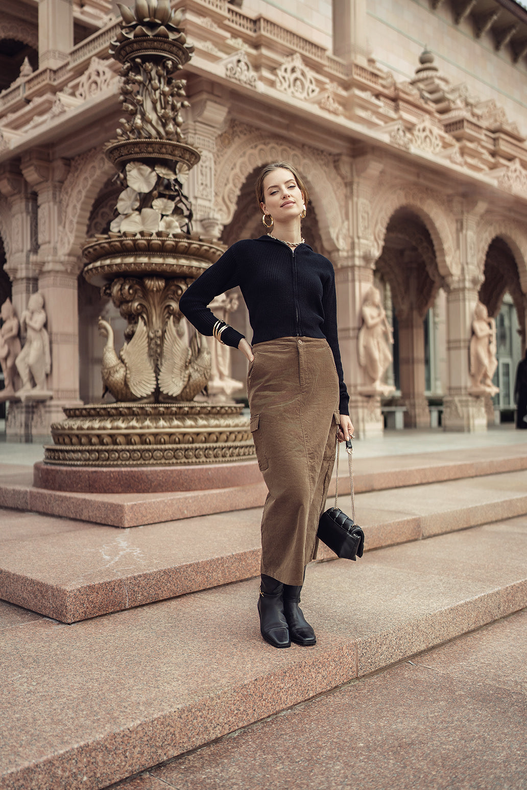 【in a row】corduroy cargo skirt pants XCVI Heta Wide-Leg Corduroy Cargo Pant