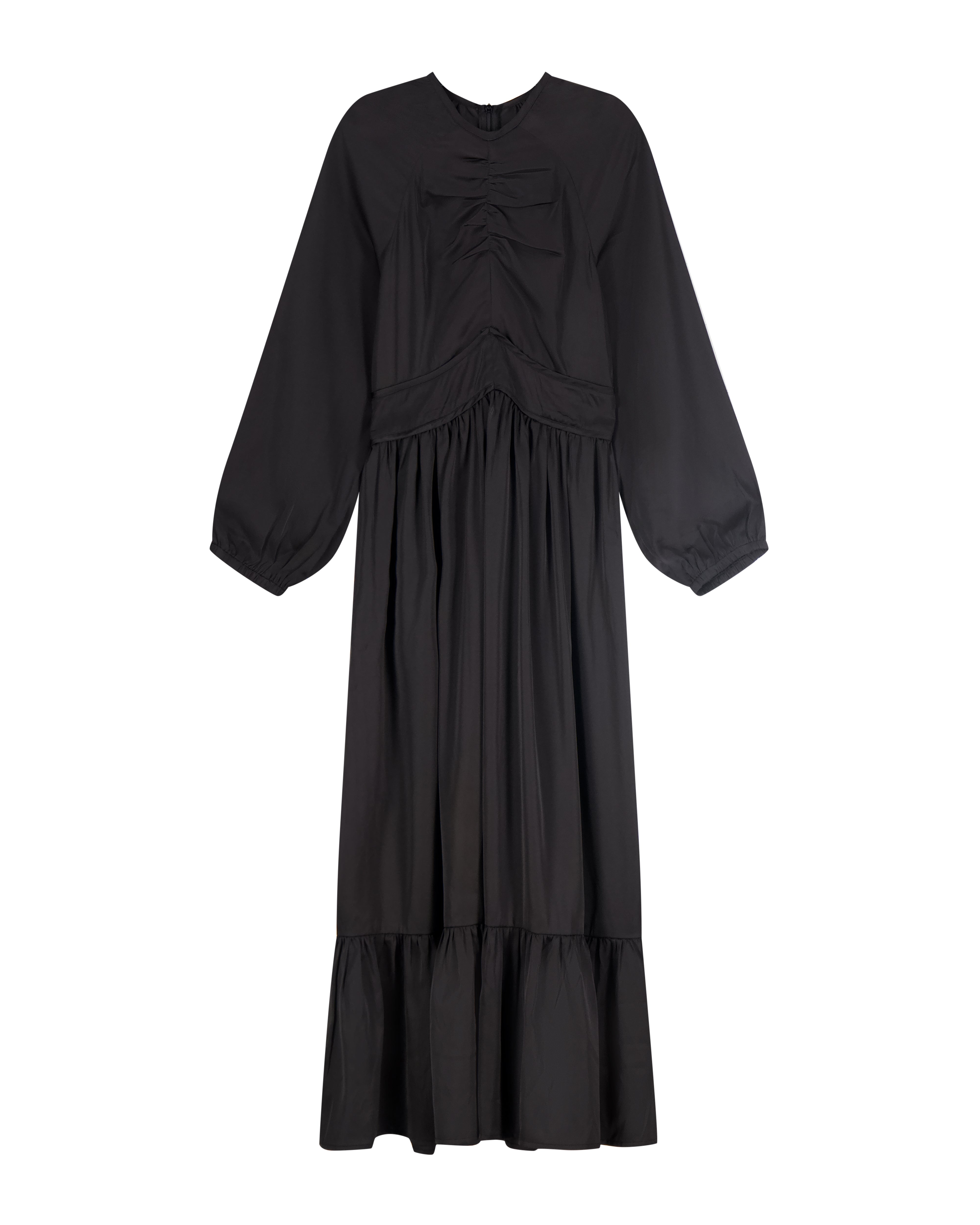 Bliss Ruched Empire Satin Dress Black – Sheek