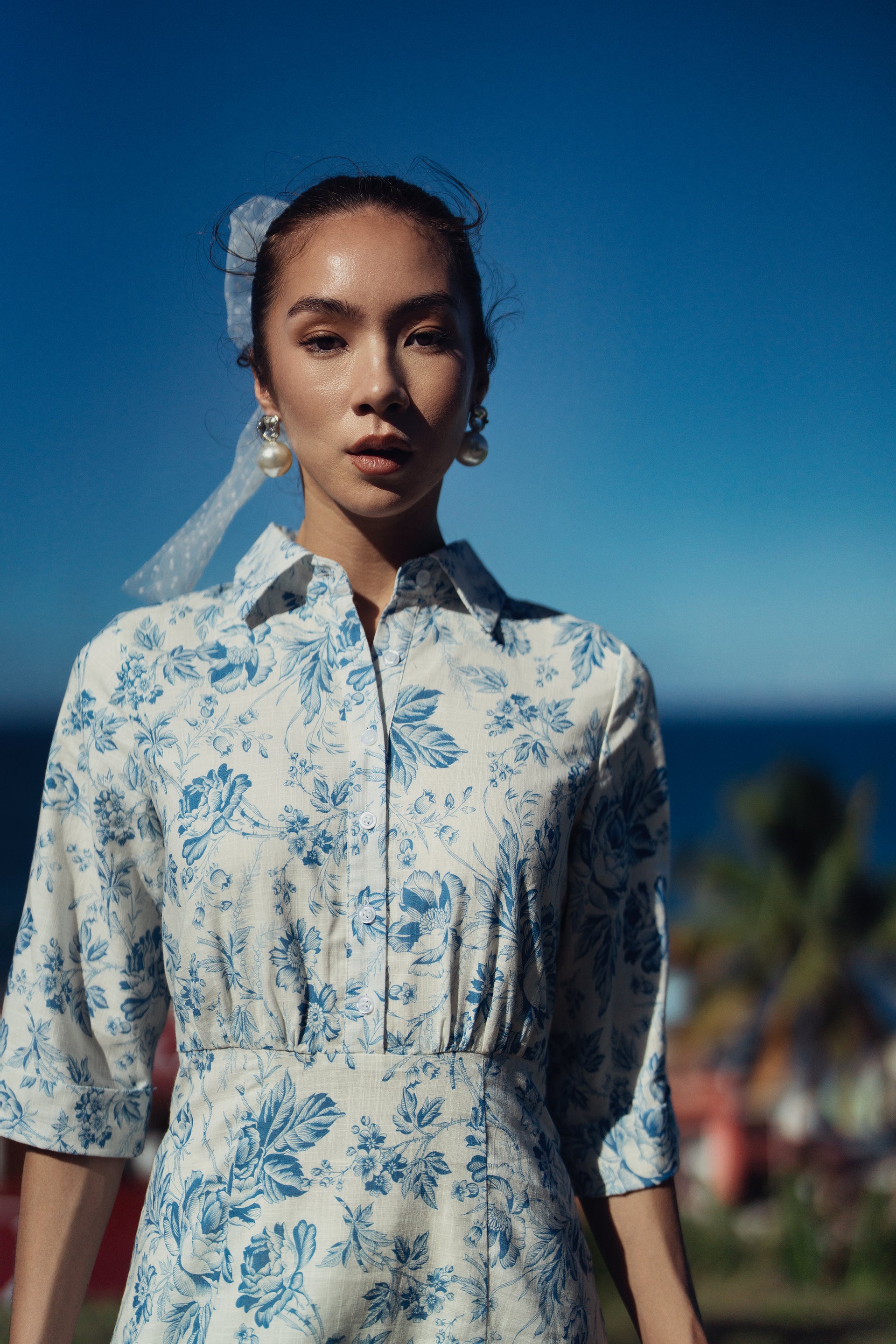 Bliss Linen Shirt Dress Toile Print - XXS Bliss Linen Shirt Dress Toile Print - XXS