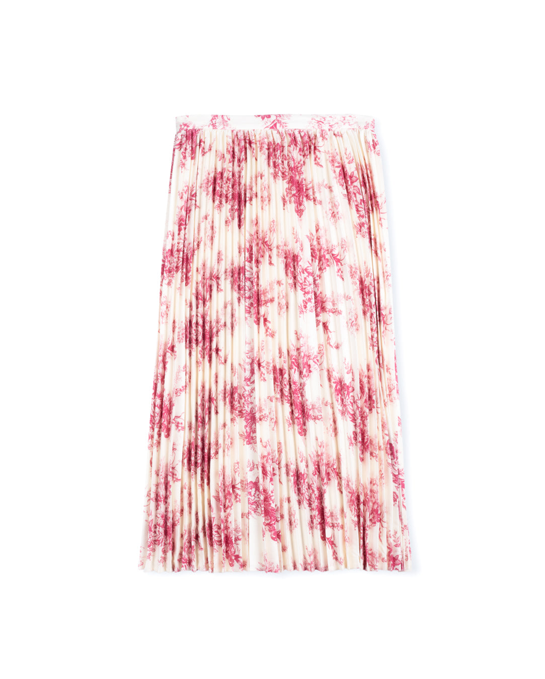 Printed Leaf Pleated Midi Skirt XS Pink1