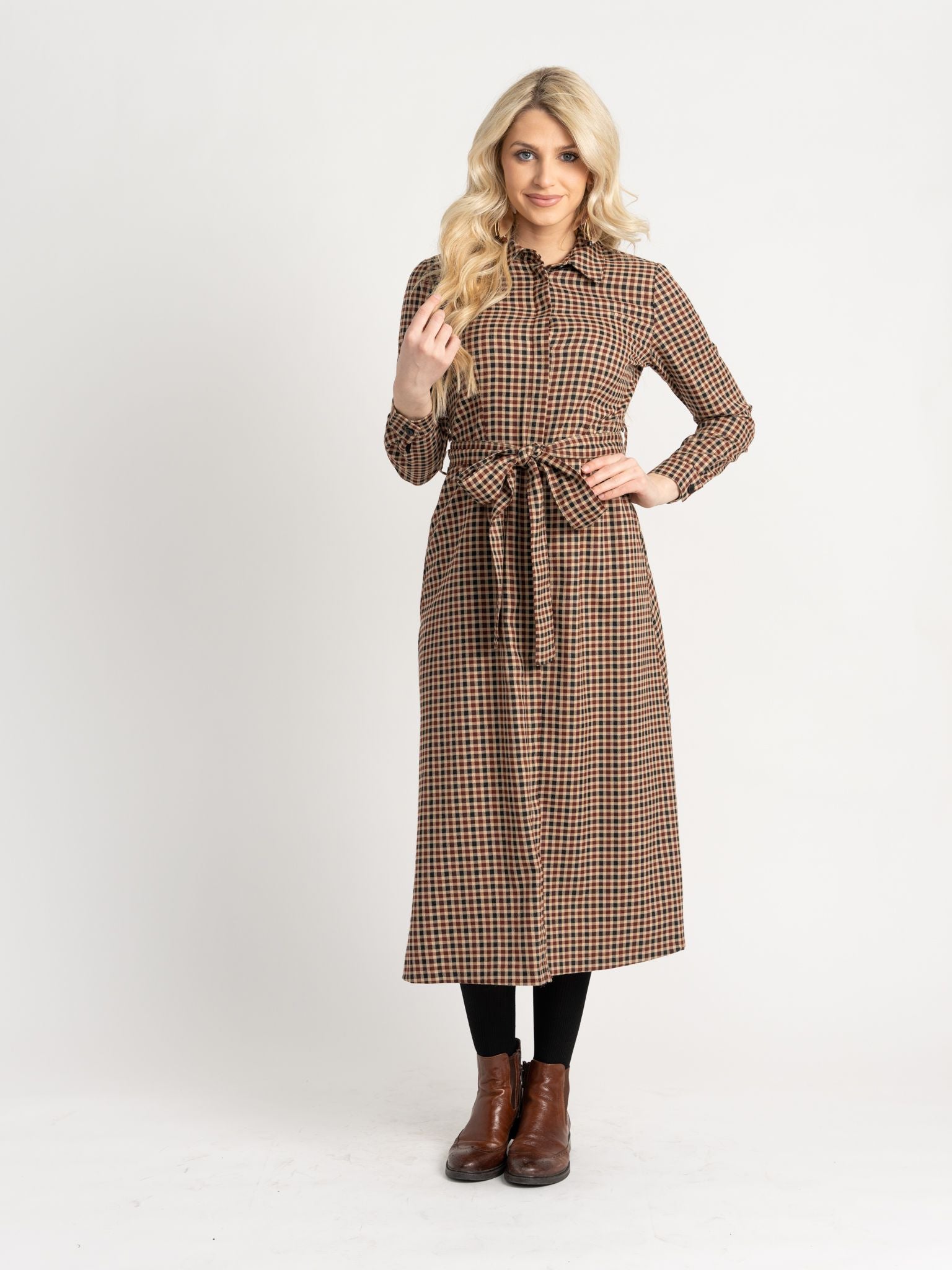 Belted shop plaid dress