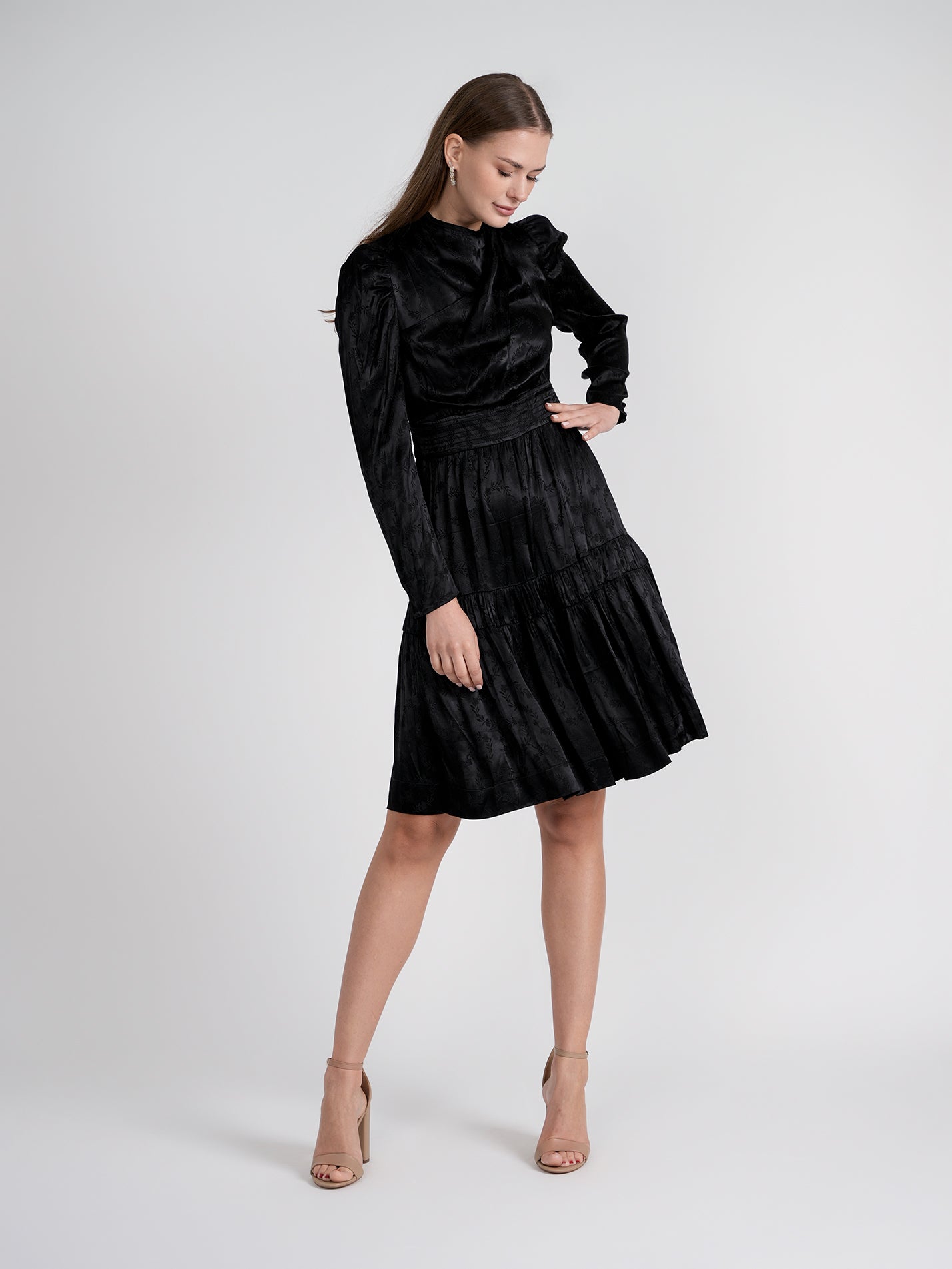 Rose Gold Satin Drape Dress Black Sheek Rose Gold Satin Drape Dress Black Sheek