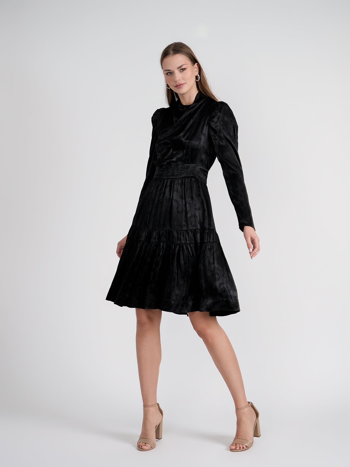 Rose Gold Satin Drape Dress Black Sheek Rose Gold Satin Drape Dress Black Sheek