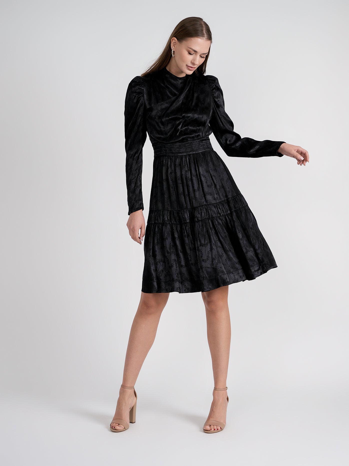 Rose Gold Satin Drape Dress Black Sheek Rose Gold Satin Drape Dress Black Sheek