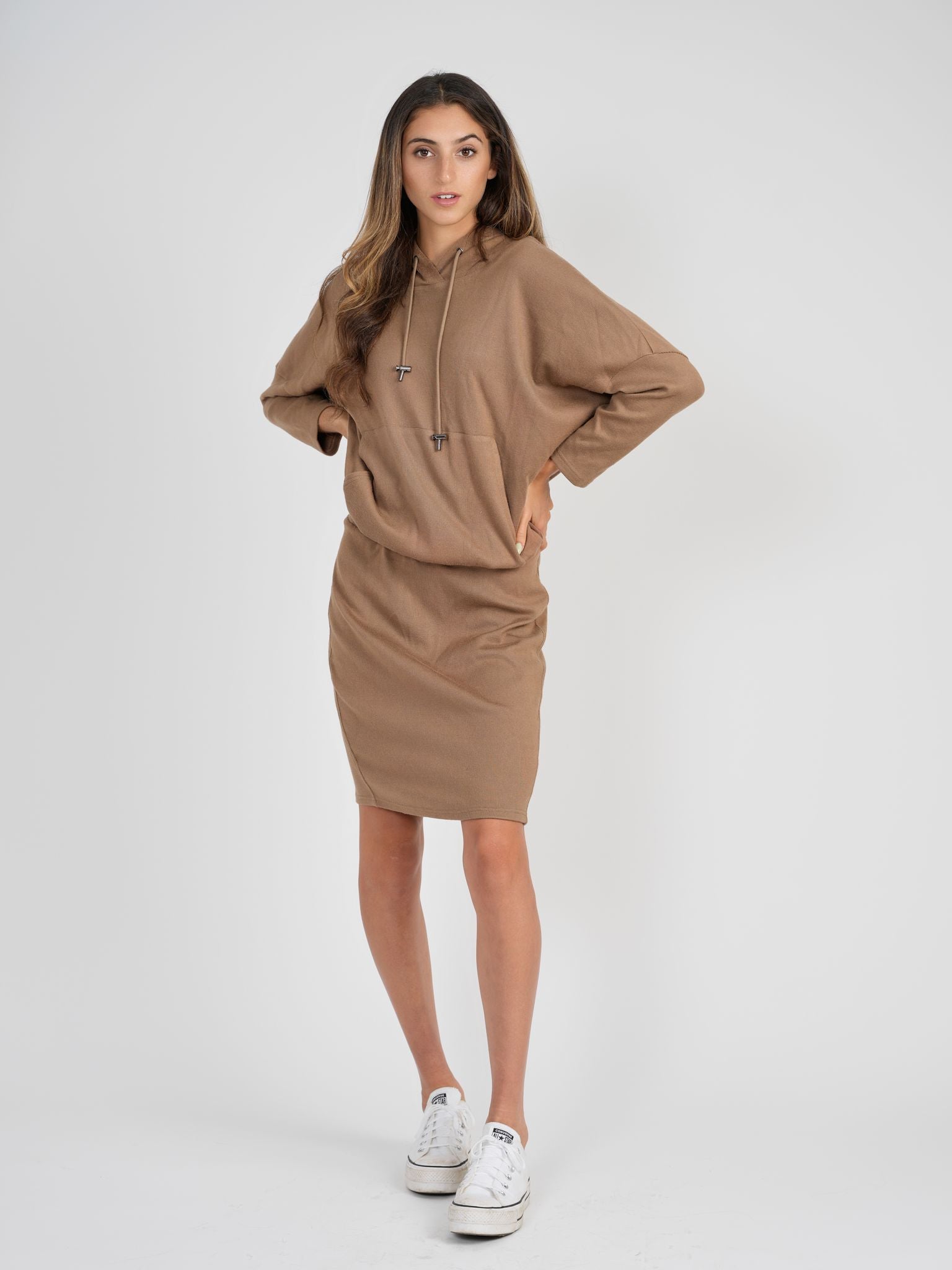 Tan 2024 hoodie dress