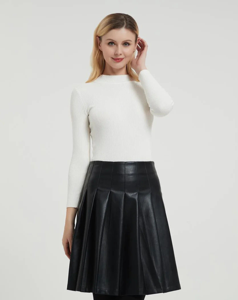 Mia Mod Pleated Skirt Pleather – Sheek